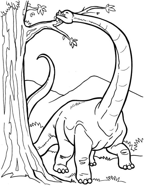 Dibujo colorear dinosaurio Diplodocus comiendo