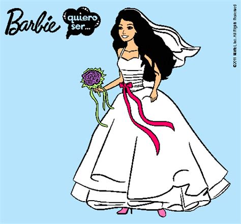 Dibujo de Barbie vestida de novia pintado por Azui en ...
