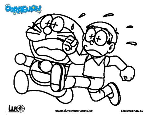 Dibujo de Doraemon y Nobita corriendo para Colorear ...