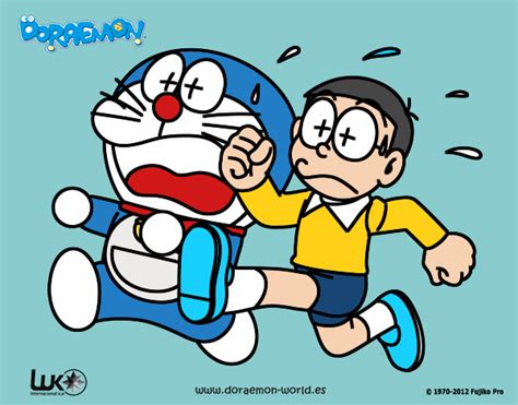 Dibujo de Doraemon y Nobita corriendo pintado por en ...
