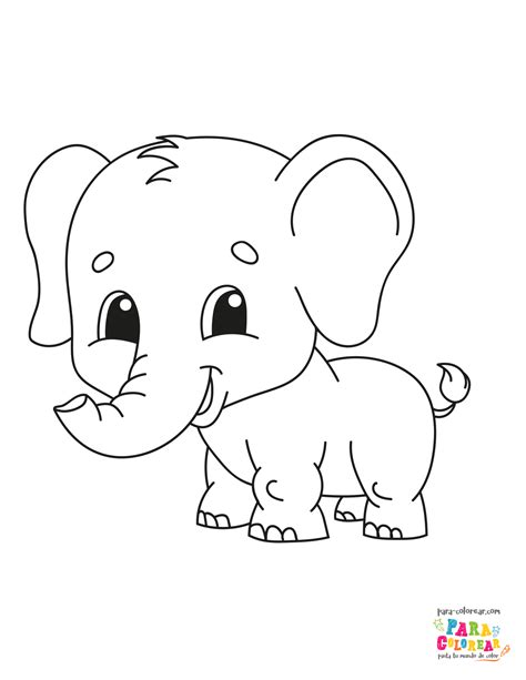 Dibujo de elefante pequeño para colorear | Para Colorear.com
