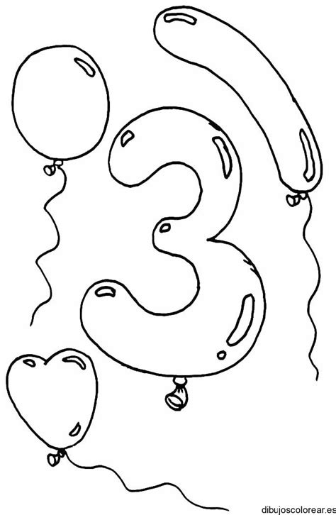 Dibujo de globos y el número 3