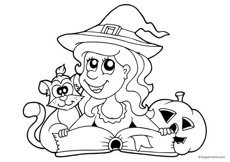 Dibujo de Halloween con personajes para colorear