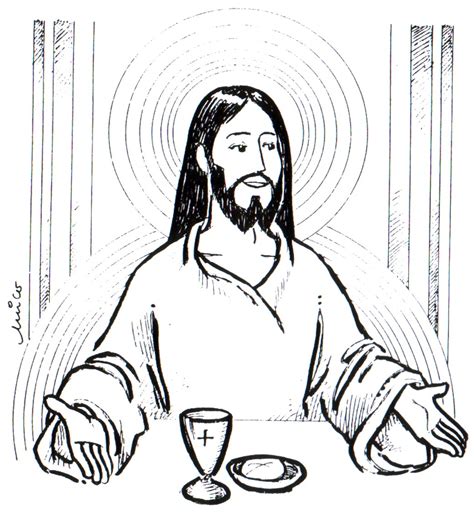Dibujo de Jesus con el pan y el vino para colorear ~ Dibujos Cristianos ...