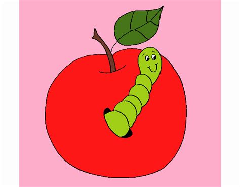 Dibujo de Manzana con gusano pintado por en Dibujos.net el día 10 10 20 ...