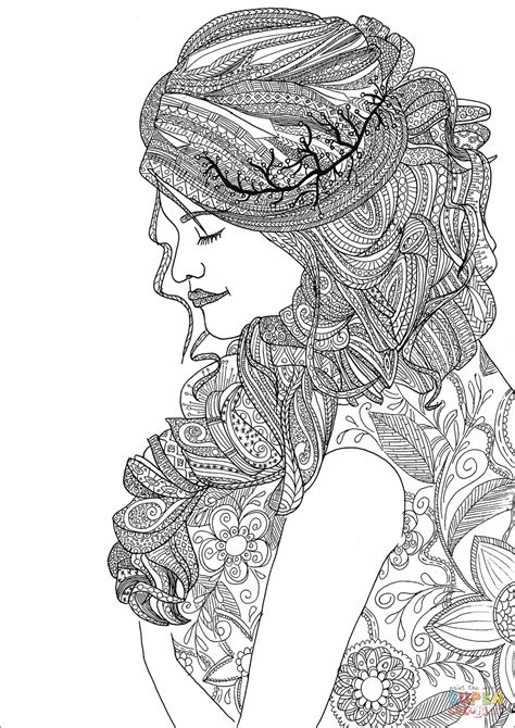 Dibujo de Mujer Zentangle para colorear | Dibujos para colorear ...