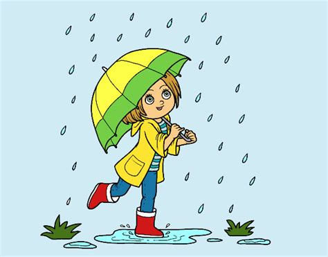 Dibujo de Niña con paraguas bajo la lluvia pintado por en Dibujos.net ...