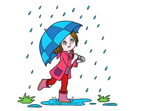 Dibujo de Niña con paraguas bajo la lluvia pintado por en Dibujos.net ...