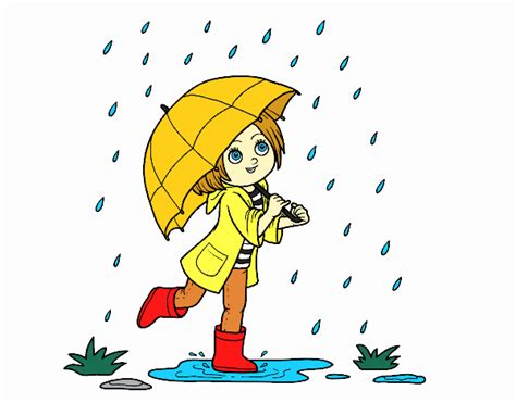 Dibujo de Niña con paraguas bajo la lluvia pintado por en Dibujos.net ...