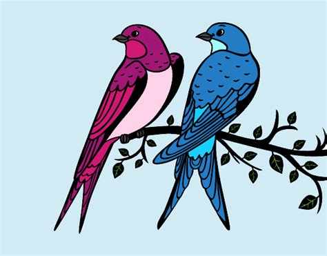 Dibujo de Pareja de pájaros pintado por en Dibujos.net el ...
