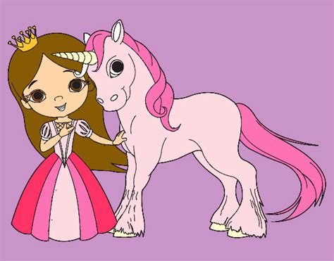 Dibujo de Princesa y unicornio pintado por Cristal67 en ...