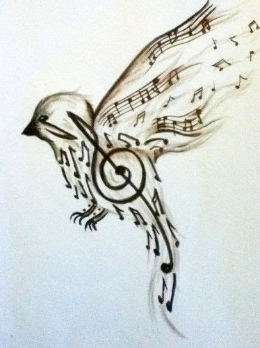 Dibujo de un pájaro con notas musicales. | Diseños de ...