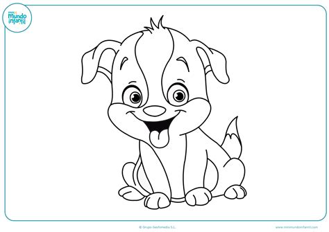 Dibujo infantil de un perro cachorro para colorearlo