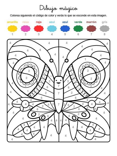 Dibujo mágico de una mariposa: dibujo para colorear e ...