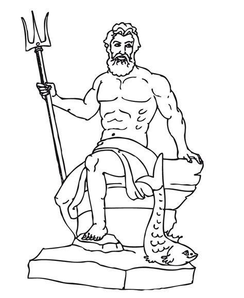 Dibujo para colorear del dios griego Poseidon   COLOREA TUS DIBUJOS