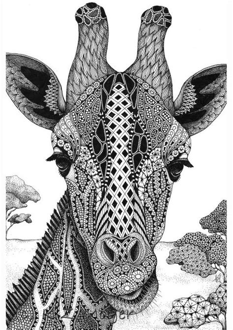 Dibujo para colorear mandala ilustración silueta jirafa