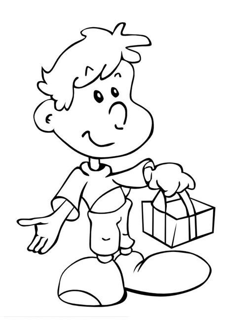 Dibujo para colorear Niño con regalo   Img 12429