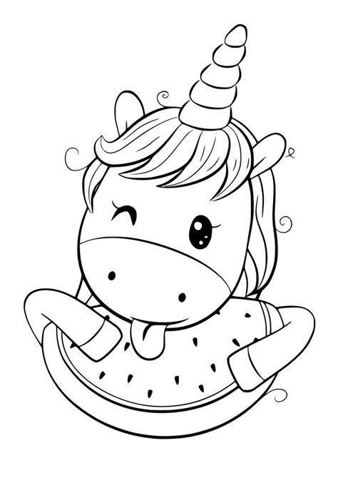 Dibujo unicornio kawaii en 2020 | Unicornio colorear ...