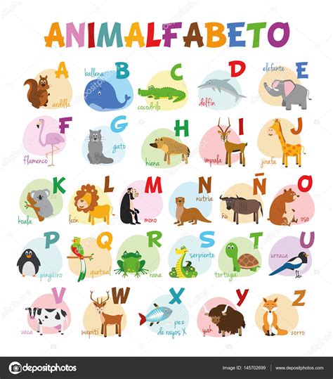 Dibujos: abecedario animados | Alfabeto de zoo ilustrado de dibujos ...