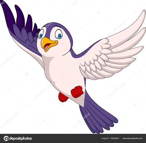 Dibujos Animados Aves Volando Aisladas Sobre Fondo Blanco ...