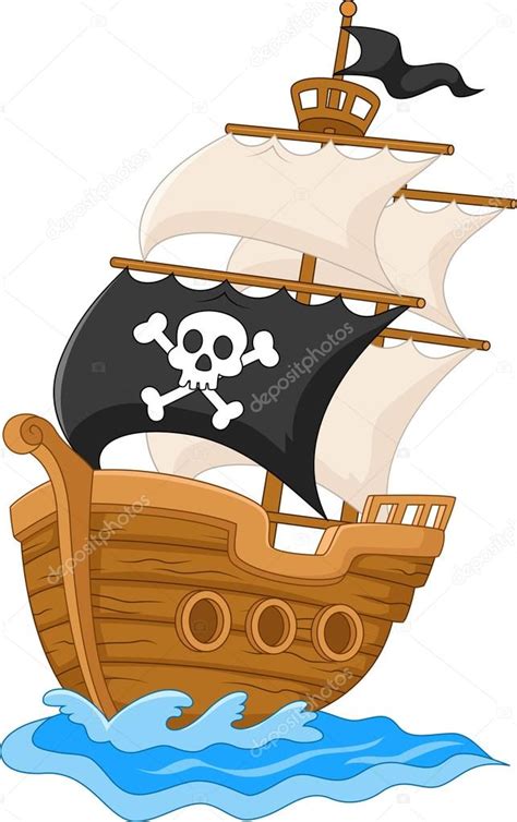 Dibujos animados barco pirata vector, gráfico vectorial ...