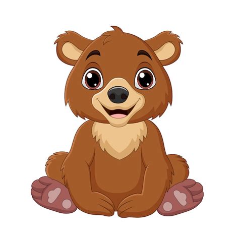 Dibujos animados bebé oso pardo sentado | Vector Premium
