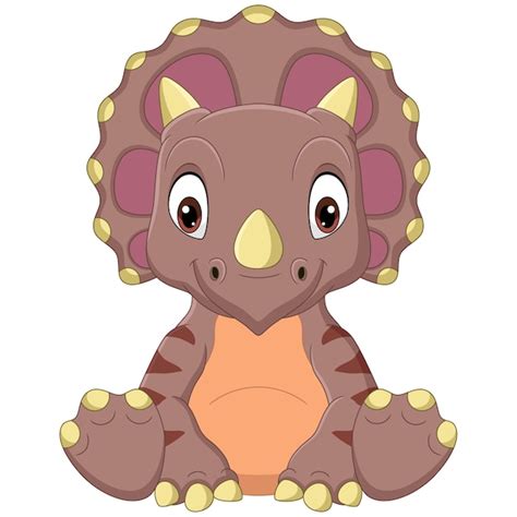 Dibujos animados bebé triceratops dinosaurio sentado | Vector Premium
