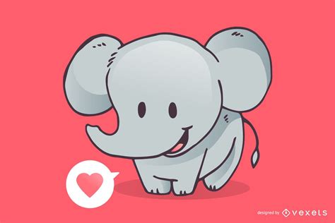 Dibujos Animados De Amor Lindo Elefante Descargar Vector