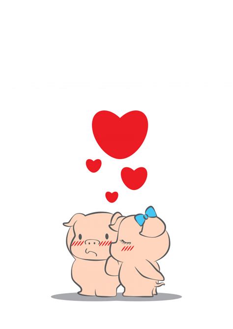 Dibujos animados de cerdo de amor | Vector Premium