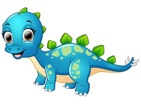 Dibujos animados de dinosaurio azul feliz Vector Premium ...