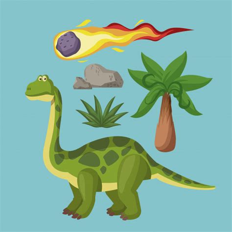 Dibujos animados de extinción de dinosaurios | Vector Premium