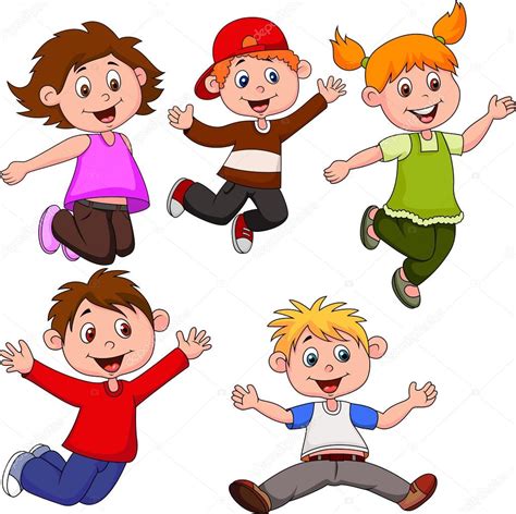 Dibujos animados de niños felices — Vector de stock ...