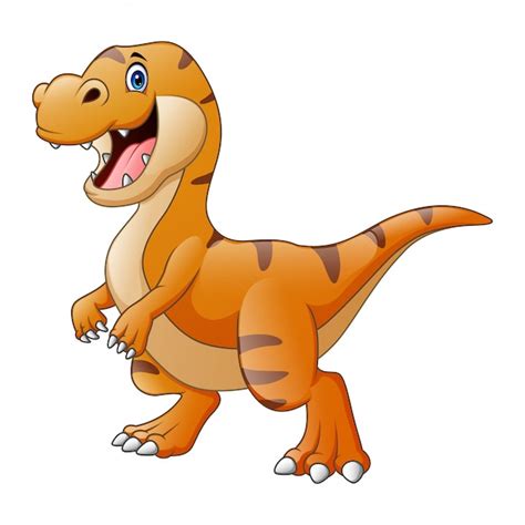 Dibujos animados de un feliz dinosaurio tiranosaurio | Vector Premium