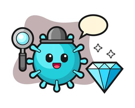 Dibujos animados de virus con un diamante | Vector Premium