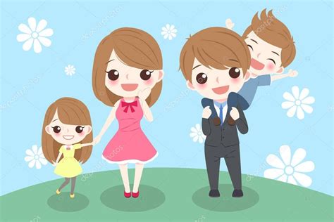 Dibujos animados familia sonrisa feliz — Vector de stock ...