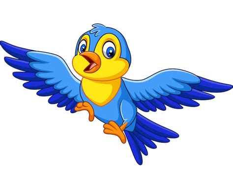 Dibujos animados feliz pequeño pájaro volando | Vector Premium