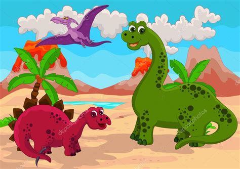 Dibujos animados graciosos dinosaurio — Vector de stock  starlight789 ...