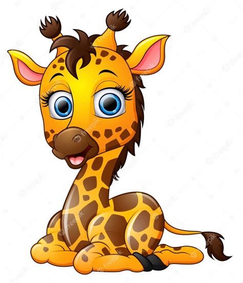 Dibujos animados jirafa sentado | Vector Premium