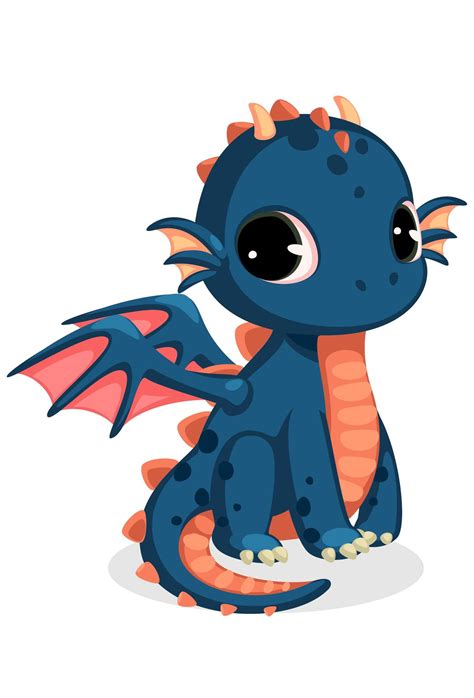 dibujos animados lindo bebé dragón azul oscuro 1265675 Vector en Vecteezy