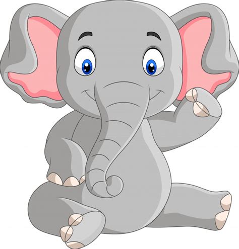 Dibujos animados lindo bebé elefante sentado | Vector Premium