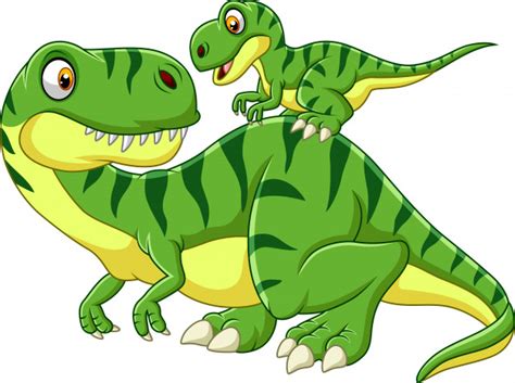 Dibujos animados madre y bebé dinosaurio | Vector Premium ...
