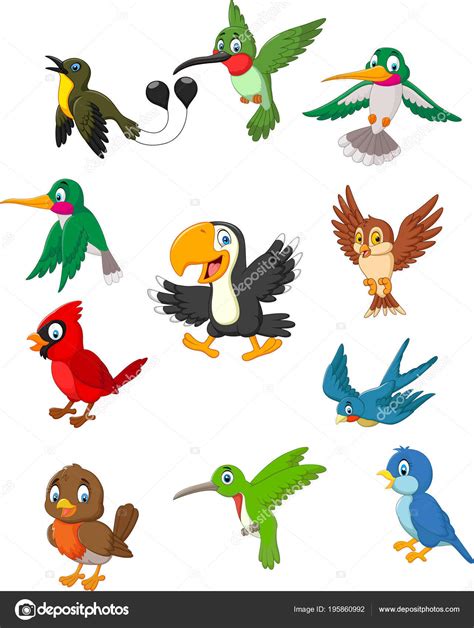 Dibujos Animados Pájaros Colección Conjunto — Vector de stock ...