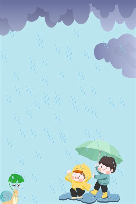 Dibujos Animados Simple Lluvia Lluvia, Lloviendo Póster, Paraguas ...