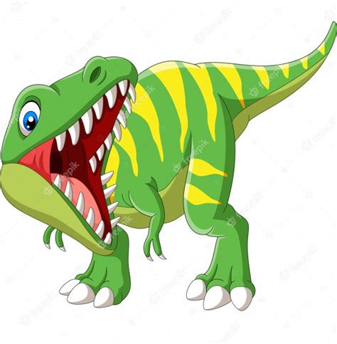Dibujos animados tyrannosaurus rex rugiendo | Vector Premium