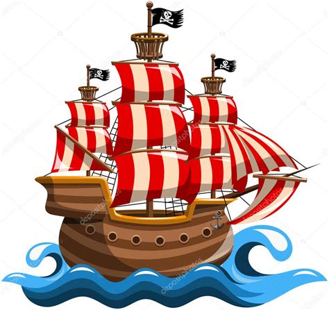 Dibujos: barcos piratas | Barco pirata aislado — Vector de ...
