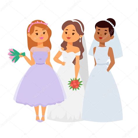 Dibujos: casarse | Boda novias personajes vector ...