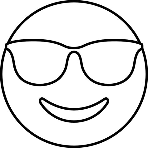 Dibujos de Cara Sonriente Con Gafas de Sol para Colorear, Pintar e ...