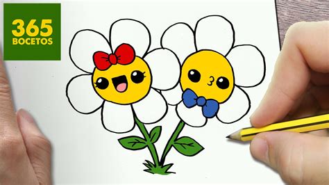 Dibujos De Flores Kawaii Colorear Tiernos Para 365bocetos Primavera ...