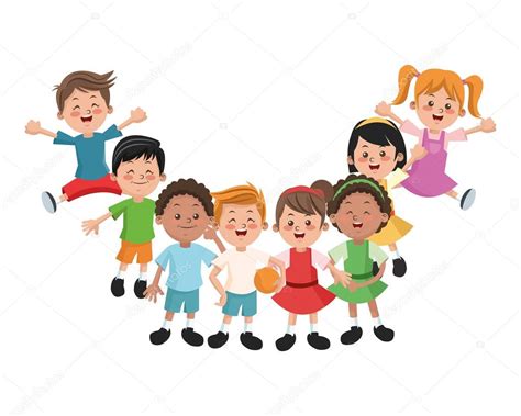 Dibujos: niños y niñas | Grupo de niños felices y niñas ...