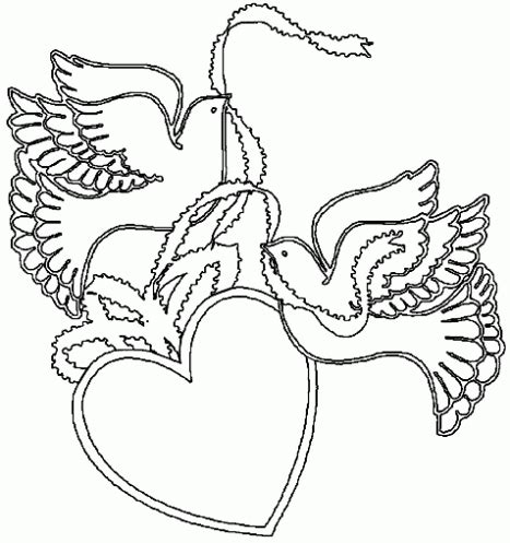 Dibujos para pintar de palomas con corazones | Colorear ...